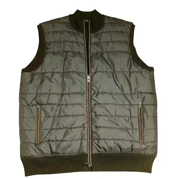 Raffi Black Nylon Front Zip Quilted Vest Men’s Size Large Wool Blend Puffer $225 - Picture 1 of 7